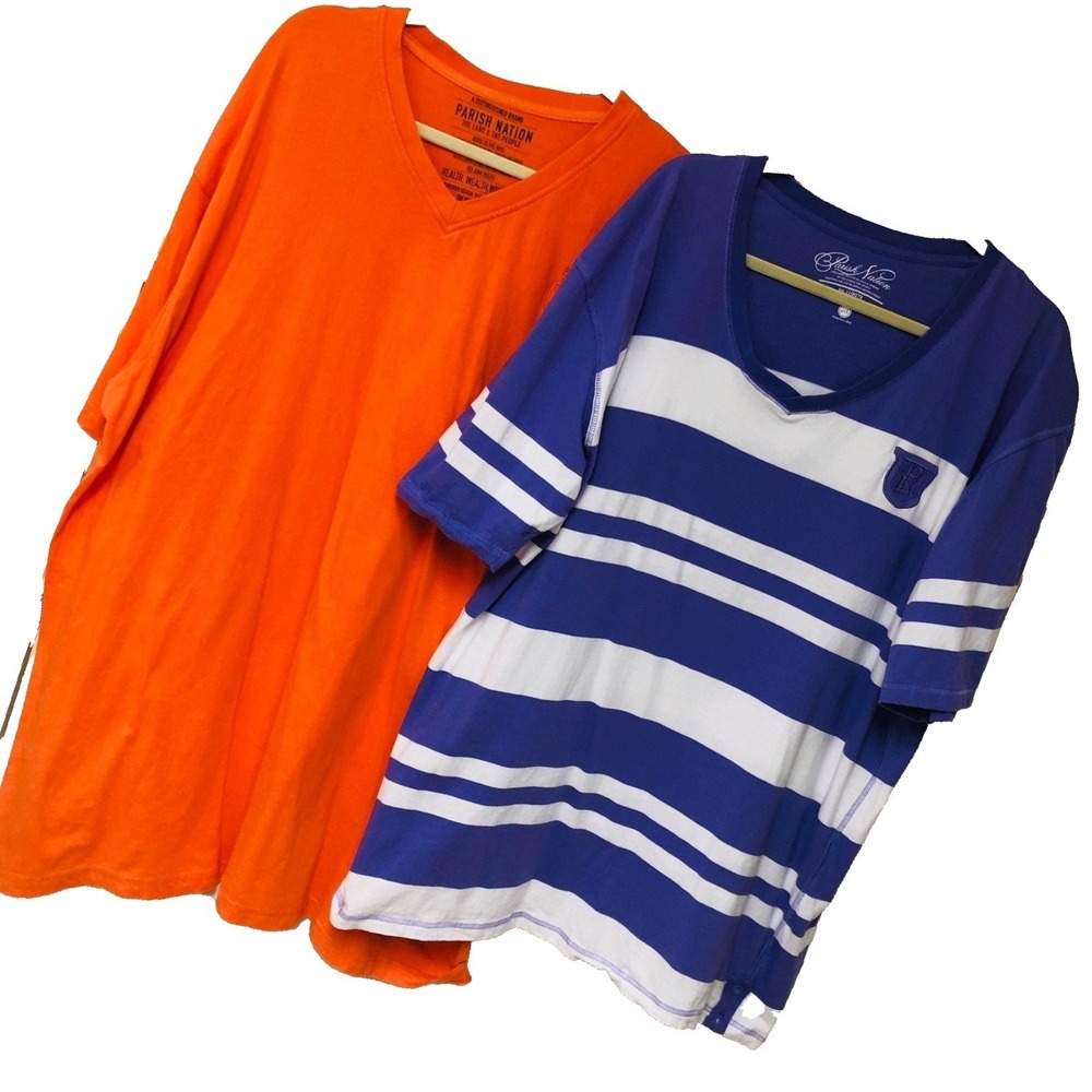 Parish Nation Mens T-Shirt LOT of 2 Short Slvs Cotton Orange Purple 4X